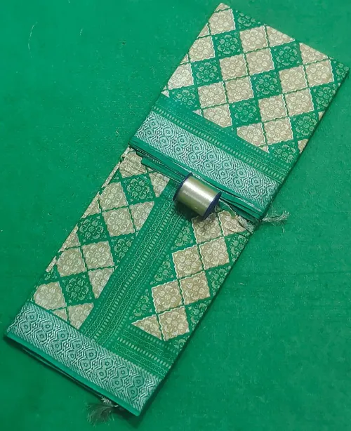 Soft Kota Stipple Weave Saree with Jari Border & Hand-Printed Design